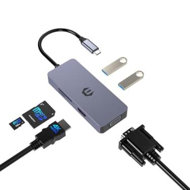 Imagem de Hub USB C, TOTU 6 em 1 USB C para HDMI VGA Display, 2 USB A, adaptador USB C com leitor de cartão SD/TF, encaixe USB C para Dell Huawei e outros dispositivos tipo C