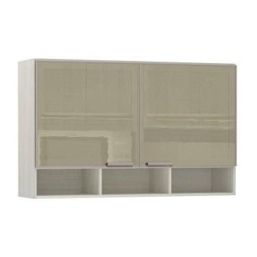 Imagem de Armário 120cm 2 Portas C/Vidro Reflecta Bronze + Nicho Leg