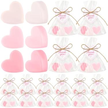 Imagem de Demissle 60 peças de sabonetes em forma de coração, mini presentes de chá de panela, lembrancinhas, sabonetes artesanais, presentes de casamento, presentes de agradecimento, conjunto de sabonetes com