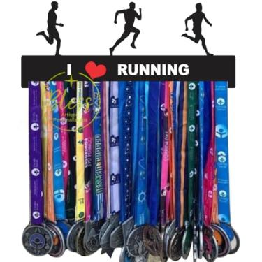 Imagem de Porta Medalhas Corrida Masculino iLove Running, Quadro Decorativo MDF