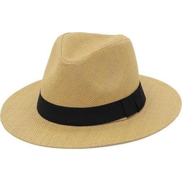 Imagem de Chapéu Panamá de Palha de Verão Chapéu de Sol de Aba Larga Fedora - FG