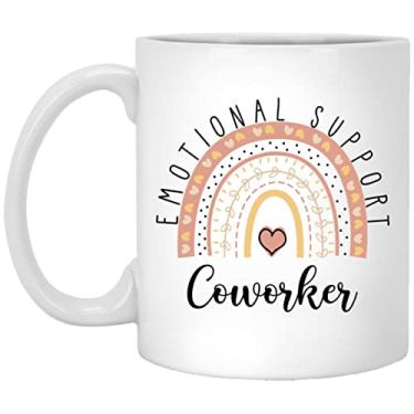 Imagem de Caneca Emotional Support Coworker, Rainbow Work Bestie, presente de aniversário Best Ever Friend, 325 ml, branca, caneca-7ERVRSHNRS-325 ml