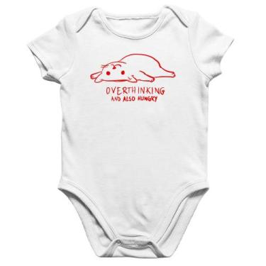 Imagem de Body Bebê Algodão Overthinking And Also Hungry - Foca na Moda, Branco,