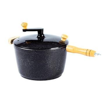 Imagem de Pipoqueira Alumínio Preta Pipoca Doce Salgada 5100ml 24cm - Javali