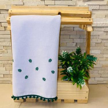 Imagem de Pano de Prato Copa Master Bordado Costela de Adão com Pompom Verde - P