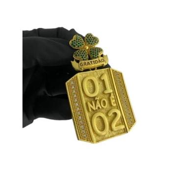 Imagem de Pingente 01 Não é 02 Trevo Personalizado g - Banhado a Ouro - ToJoia18