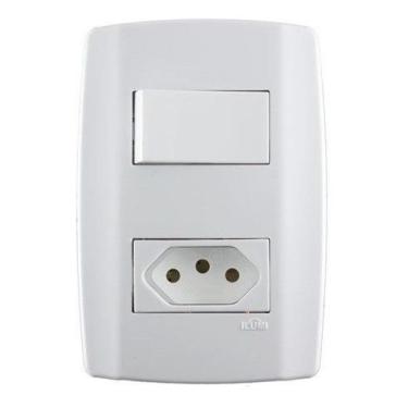 Imagem de Kit Placa 4x2 + Interruptor Paralelo + Tomada 20a Ilumi Slim