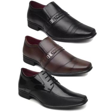Imagem de kit 3 pares de sapato social masculino italiano modelos diferentes de 