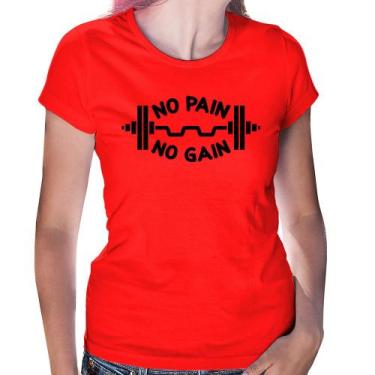 Imagem de Baby Look No Pain No Gain - Foca na Moda, Vermelho, M