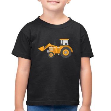 Imagem de Camiseta Algodão Infantil Trator Pá Carregadeira Amarelo - Foca na Mod