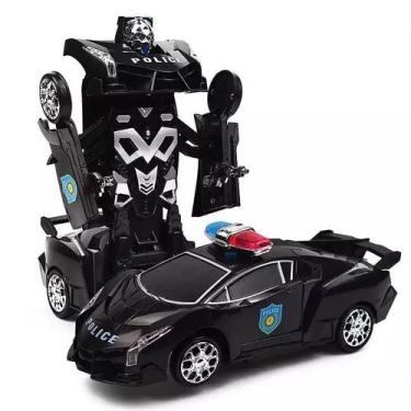 Imagem de Carrinho Super Robô Policia Transformes a Pilha Com Luzes Som Bate e V