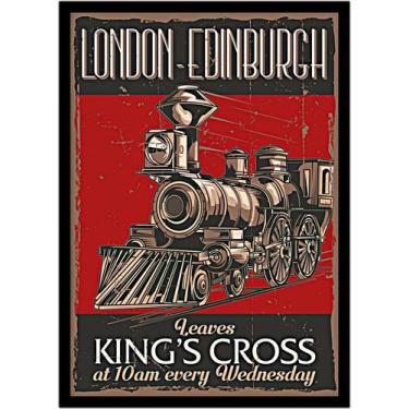 Imagem de Quadro Decorativo Trem Locomotiva Máquinas Vintage Salas Quartos Escri