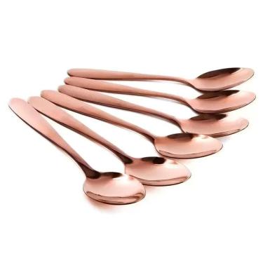 Imagem de Conjunto 6pçs Colheres De Mesa Inox Rose Gold Luxo Rústico