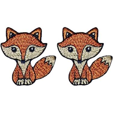 Imagem de Papapatch Conjunto 2 de pequenos pequenos pequenos animais lobo raposa fofo bebê decalque decorativo fantasia DIY roupas reparação jaqueta sacos aplique ferro costurado em adesivos bordados - marrom