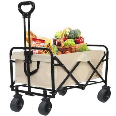 Imagem de Carrinho Vagao Utilitario Dobravel Carga Roda Grande Capacidade Caçamb