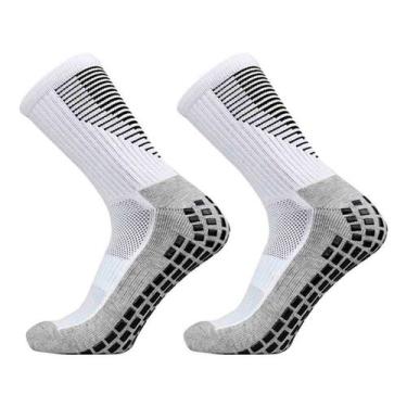 Imagem de Meia Esportiva Antiderrapante MBFit Adulto Futebol Par, Branco, 39-43