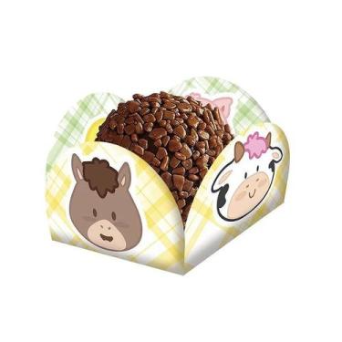 Imagem de 40 Forminhas Doces Fazendinha Especial Forma Caixeta Festa  - Festcolo