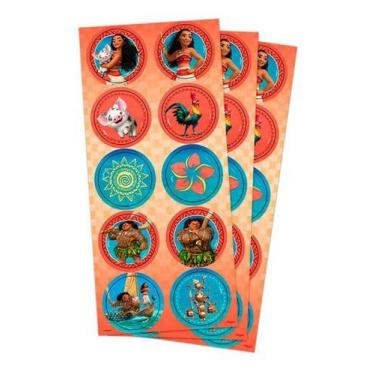 Imagem de Adesivo Redondo Para Lembrancinha Festa Moana - 30 Unidades - Regina F