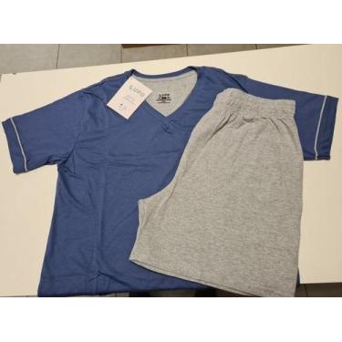 Imagem de Pijama Masculino Curto Adulto Lupo 28000 Shorts Algodão., M, Azul