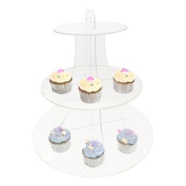 Imagem de Suporte Acrílico 3 Andares Transparente Doces Cupcake Mesa Festa Elega