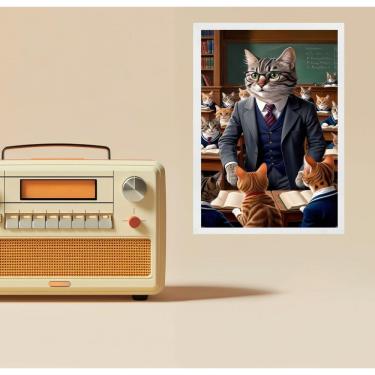 Imagem de Quadro Decorativo Professor Gato 45X34Cm