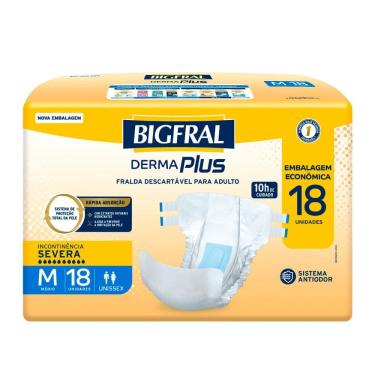 Imagem de Fralda Bigfral Derma Plus Econômica M 18 Unidades