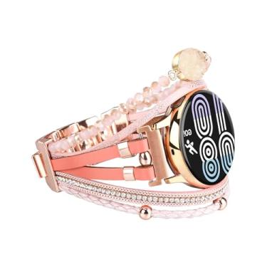 Imagem de Fivoilin Pulseira de couro compatível com Samsung Galaxy Watch 7/FE/6/5/4 de 40 mm e 44 mm/Active 2/Galaxy 5 Pro de 45 mm/Watch 6 Classic de 43 mm e 47 mm/4 Classic 42 mm 46 mm, pulseira feminina Boho