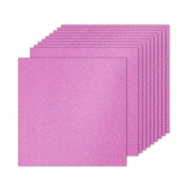 Imagem de PATIKIL 10 folhas de papel cartolina rosa escuro com glitter, 25,4 x 25,4 cm, 250 g/m², papel quadrado brilhante, para artesanato, cartões, projetos de arte faça-você-mesmo, festas de casamento
