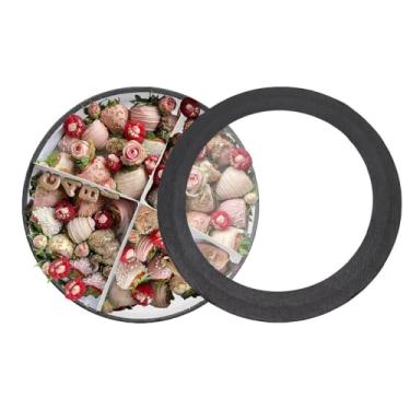 Imagem de WENPACK Caixa de presente redonda de papelão de 31,78 cm com tampa transparente (preta, redonda)