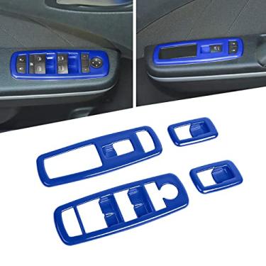 Imagem de Voodonala Acabamento de interruptor de elevação de janela para Dodge Charger Durango 2011-2019, para RAM 2010-2017, ABS azul, 4 peças