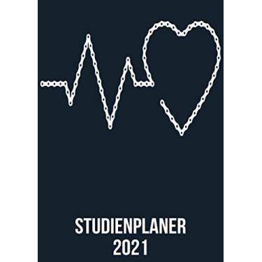 Imagem de Studienplaner 2021: DIN A4 Kalender von 01/2021 - 12/2021 1 Tag = 1 Seite mit großem Tageskalender und großartiger Übersicht. Monatsübersicht, ... / Fahrrad Kette Heartbeat Herzschlag
