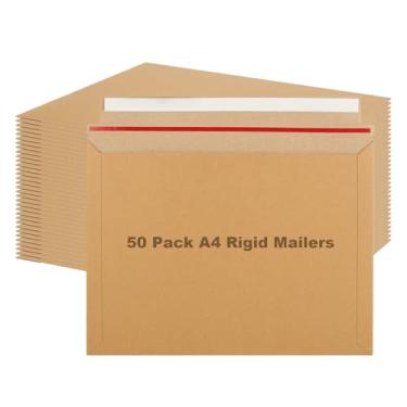Imagem de SHUESS Pacote com 50 envelopes rígidos 22,5 x 30,5 cm, autovedantes, envelopes de papelão fixos, sem dobras, destacam e selam para CD, fotos, documentos, imagens, papéis, arquivos