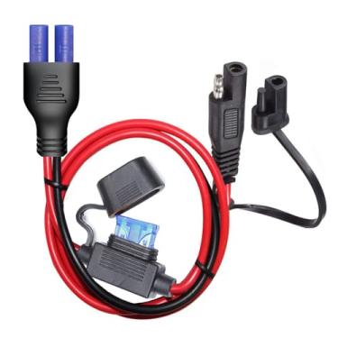 Imagem de YETOR Cabo de extensão de conector SAE para EC5 10AWG, com fusível de proteção de 15 A para segurança, plugue SAE EC5, adaptador EC5, cabo de painel solar para estação de energia portátil de gerador