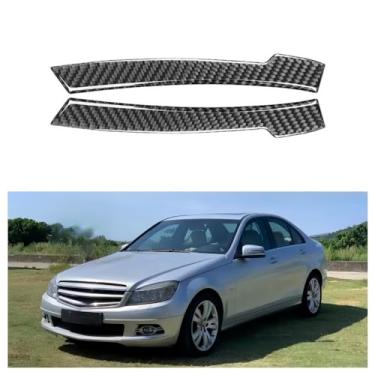 Imagem de IKUESM compatível com Mercedes Benz Classe C W204 2007-2013 Adesivo de fibra de carbono espelho retrovisor de carro capa de faixa anticolisão acessórios automotivos