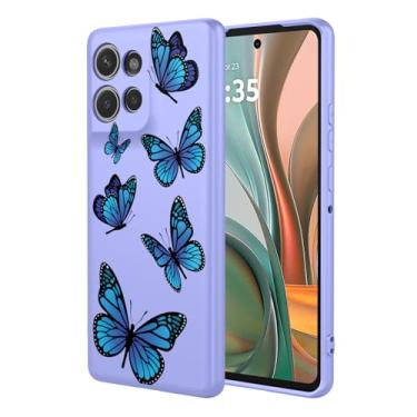 Imagem de HTXWXJC Capa de celular para Moto G75 5G, capa para Motorola G75, à prova de choque, flexível, amortecedor, capa macia de TPU com estampa de borboleta para Motorola Moto G75, borboleta roxa