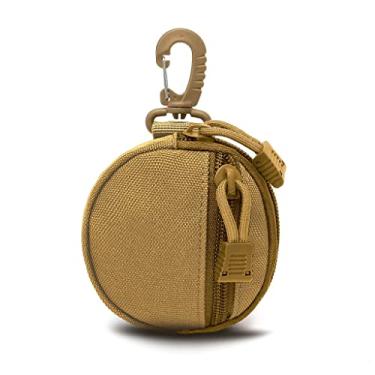 Imagem de Coin Purchase Keychain, Professional Molle Pouch Accessories for Men, Small Round Coin Holder Pouch as Wallet, Change Purse, EDC Pouches. (Khaki)