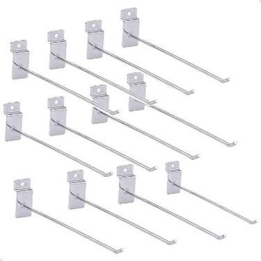 Imagem de 100 Ganchos Expositores 10 cm para Painel Canaletado Aço Zincado Lorben