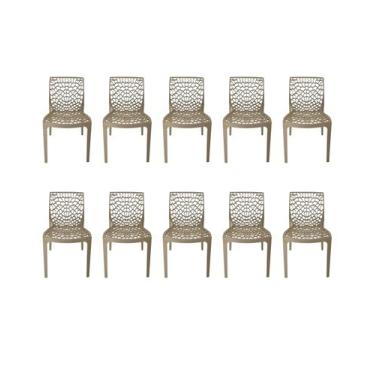 Imagem de Kit 10 Cadeira Gruvyer Nude Sala de jantar Restaurantes  - ECOMHOME