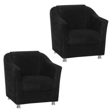 Imagem de Kit 2 Poltronas Decorativa Bia Suede Preto TWdecora - Matrix