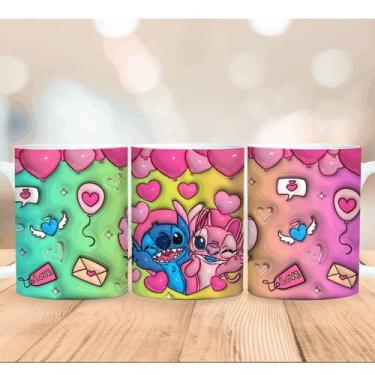 Imagem de Caneca Xícara Personalizada Lilo e Stitch Disney Efeito 3D - Porcelana