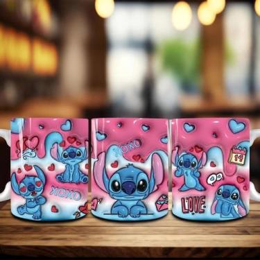 Imagem de Caneca Xícara Personalizada Lilo e Stitch Disney Efeito 3D - Porcelana