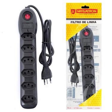 Imagem de Filtro De Linha 6 Tomadas Megatron Bivolt 10a