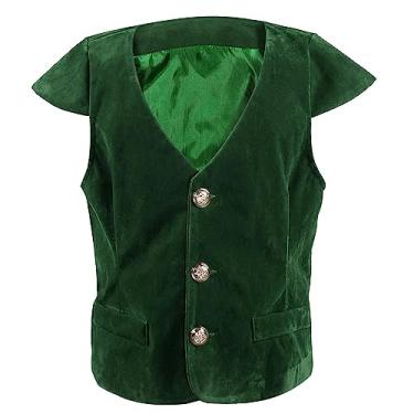 Imagem de AGCOAH Green Renaissance Vest Boys Renaissance Costumes Kids Pirate Vest Wonka Costume Steampunk Vest (Green vest-S)