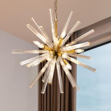 Imagem de TOCHIC Lustre Moderno De Ouro Com 9 Luzes, Lustre De Vidro Suspenso, Luzes De Teto Em Formato De Globo, Lustre Sputnik Sobre A Mesa Para Sala De Jantar, Sala De Estar, Quarto, Hall De Entrada