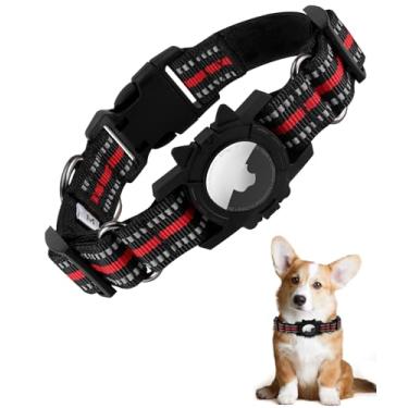 Imagem de EnjoIt Coleira de cachorro AirTag, coleira refletiva AirTag para Apple, coleira durável para cães com suporte para AirTag, acessórios ajustáveis para AirTag, coleira para animais de estimação para