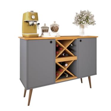 Imagem de Aparador Buffet Balcão Elegance Sala Cozinha Bancada Adega Bar Cantinho Café 2 portas Pés Palitos (Cinza)