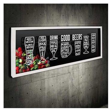 Imagem de Quadro Porta Tampinhas Drink Good Beer  - Quadro Novo, 64 x 26 cm, Bra