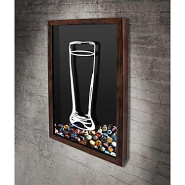 Imagem de Quadro Porta Tampinhas Copo de Cerveja 1 - Quadro Novo, 26x36, Marrom