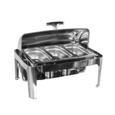 Imagem de Rechaud inox 3 cubas 13 Litros Banho maria tampa giratória basculante 