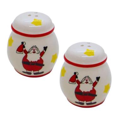 Imagem de Saleiro e Pimenteiro Modelo Natlino Jogo Com 2 Peças Porcelana 7,5cm. 